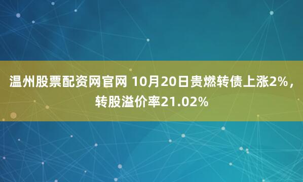 温州股票配资网官网 10月20日贵燃转债上涨2%,转股溢价率21.02%